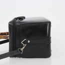GUCCI Bamboo Hand Bag Patent Leather 2way Black Silver 013 122 2491 Auth 190862-4