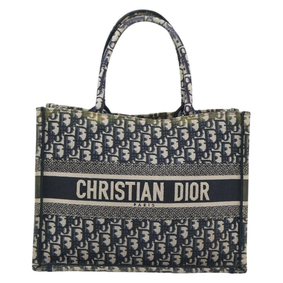 Christian Dior Trotter Canvas Oblique Book Hand Bag 2way Navy Auth 190866A
