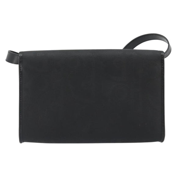 Christian Dior Trotter Canvas Shoulder Bag PVC Black Gold Auth 190867A