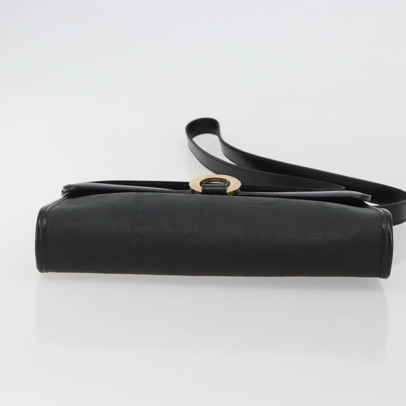 Christian Dior Trotter Canvas Shoulder Bag PVC Black Gold Auth 190867A