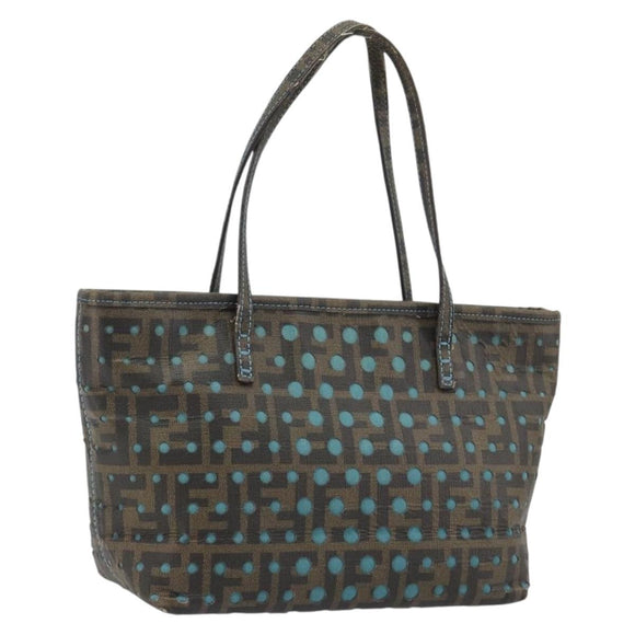 FENDI Zucca Canvas Hand Bag PVC Black Brown Auth 190868