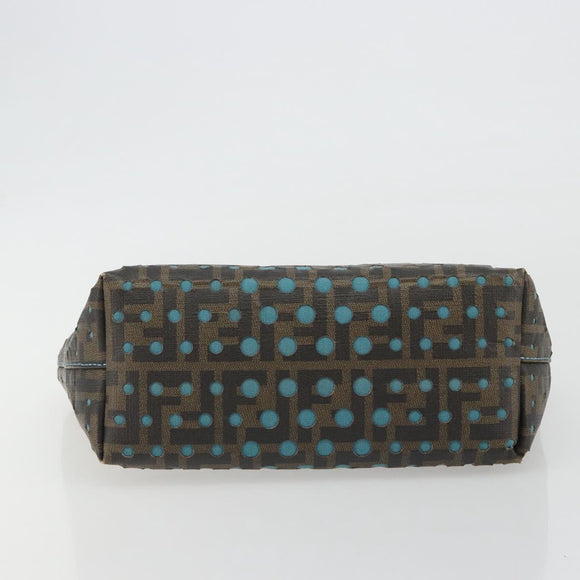 FENDI Zucca Canvas Hand Bag PVC Black Brown Auth 190868