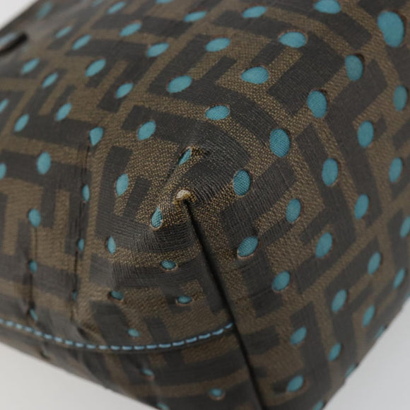 FENDI Zucca Canvas Hand Bag PVC Black Brown Auth 190868