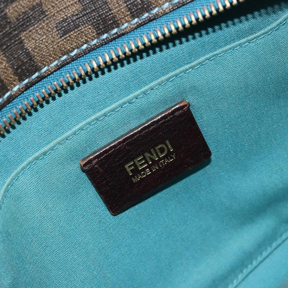 FENDI Zucca Canvas Hand Bag PVC Black Brown Auth 190868