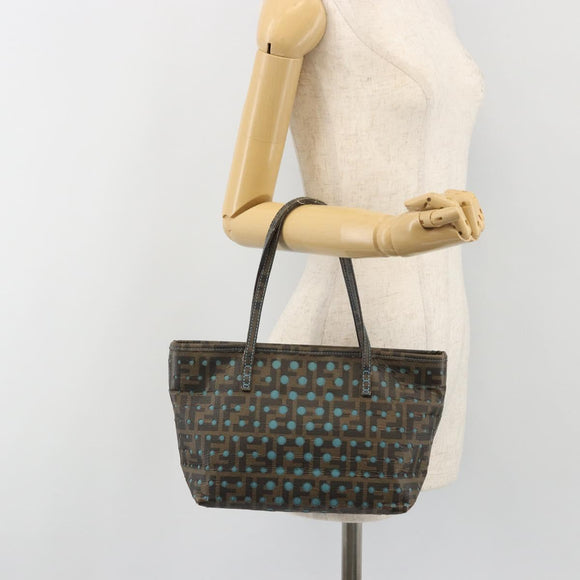 FENDI Zucca Canvas Hand Bag PVC Black Brown Auth 190868