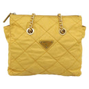 PRADA Chain Shoulder Bag Nylon Yellow Gold Auth 190869A-13