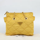 PRADA Chain Shoulder Bag Nylon Yellow Gold Auth 190869A-12