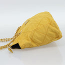 PRADA Chain Shoulder Bag Nylon Yellow Gold Auth 190869A-3