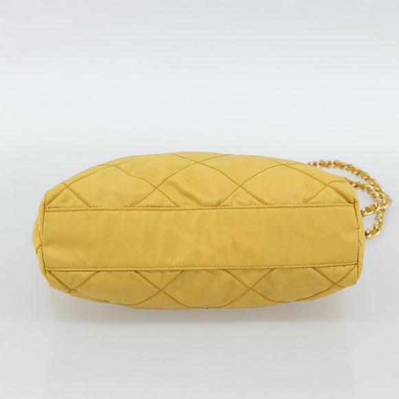 PRADA Chain Shoulder Bag Nylon Yellow Gold Auth 190869A