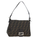 FENDI Zucca Canvas Mamma Baguette Tote Bag Brown Black Auth 190870SAV-1