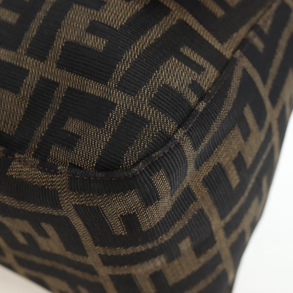 FENDI Zucca Canvas Mamma Baguette Tote Bag Brown Black Auth 190870SAV