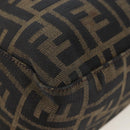 FENDI Zucca Canvas Mamma Baguette Tote Bag Brown Black Auth 190870SAV-13