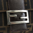FENDI Zucca Canvas Mamma Baguette Tote Bag Brown Black Auth 190870SAV-15