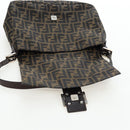 FENDI Zucca Canvas Mamma Baguette Tote Bag Brown Black Auth 190870SAV-16