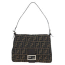 FENDI Zucca Canvas Mamma Baguette Tote Bag Brown Black Auth 190870SAV-2