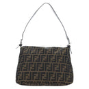 FENDI Zucca Canvas Mamma Baguette Tote Bag Brown Black Auth 190870SAV-3