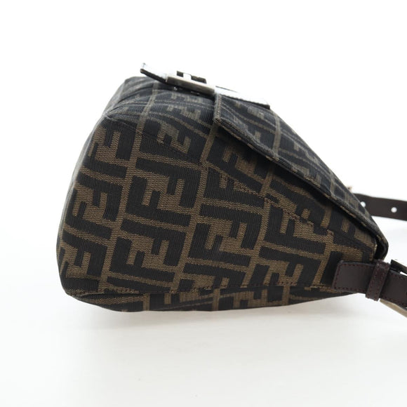 FENDI Zucca Canvas Mamma Baguette Tote Bag Brown Black Auth 190870SAV