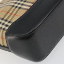 BURBERRY Nova Check Hand Bag Canvas Beige Gold Auth 190871A-11