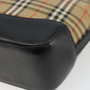 BURBERRY Nova Check Hand Bag Canvas Beige Gold Auth 190871A-12