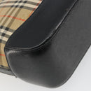 BURBERRY Nova Check Hand Bag Canvas Beige Gold Auth 190871A-13