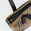 BURBERRY Nova Check Hand Bag Canvas Beige Gold Auth 190871A-15