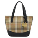 BURBERRY Nova Check Hand Bag Canvas Beige Gold Auth 190871A-2