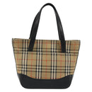 BURBERRY Nova Check Hand Bag Canvas Beige Gold Auth 190871A-3