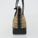 BURBERRY Nova Check Hand Bag Canvas Beige Gold Auth 190871A-4