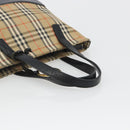 BURBERRY Nova Check Hand Bag Canvas Beige Gold Auth 190871A-7
