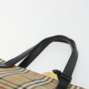 BURBERRY Nova Check Hand Bag Canvas Beige Gold Auth 190871A-8