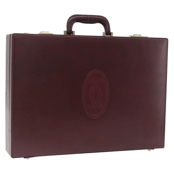 Cartier Must Line Trunk Leather Bordeaux Gold Auth 190873