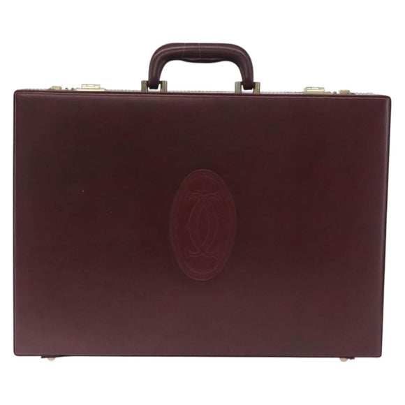 Cartier Must Line Trunk Leather Bordeaux Gold Auth 190873