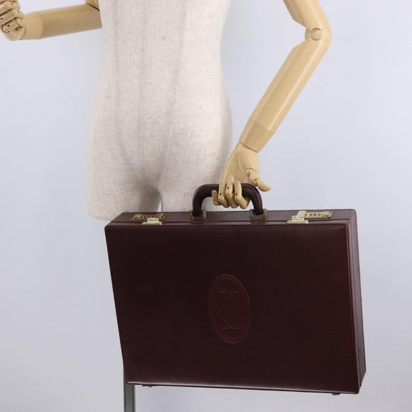 Cartier Must Line Trunk Leather Bordeaux Gold Auth 190873