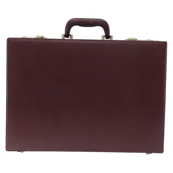 Cartier Must Line Trunk Leather Bordeaux Gold Auth 190873