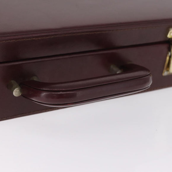 Cartier Must Line Trunk Leather Bordeaux Gold Auth 190873