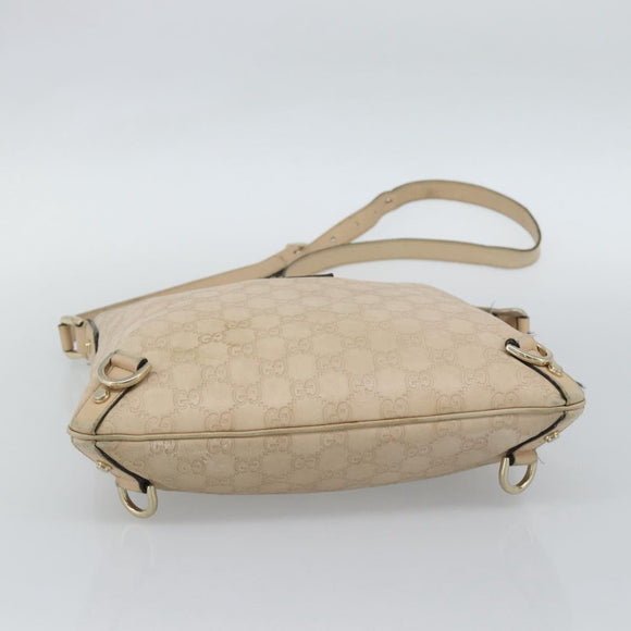 GUCCI GG Canvas Guccissima Shoulder Bag Leather Ivory Gold 131326 Auth 190878