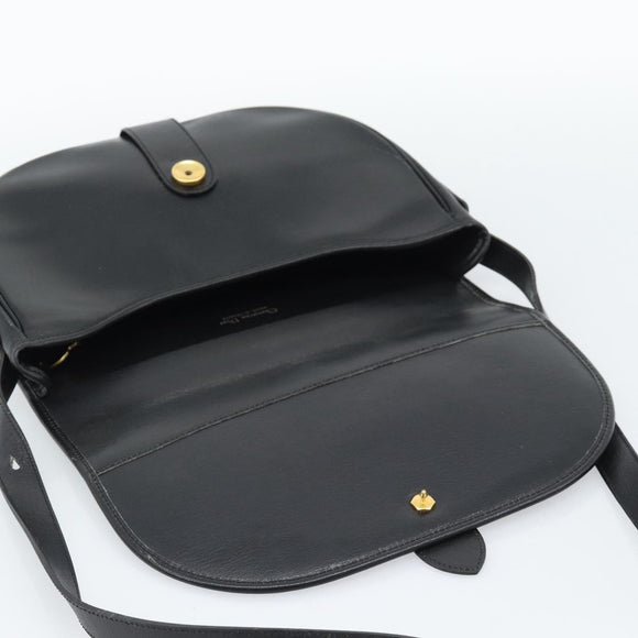 Christian Dior Shoulder Bag Leather Black Gold Auth 190880