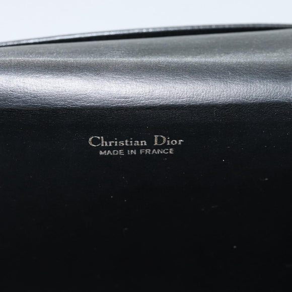 Christian Dior Shoulder Bag Leather Black Gold Auth 190880