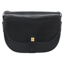Christian Dior Shoulder Bag Leather Black Gold Auth 190880-2