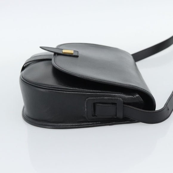 Christian Dior Shoulder Bag Leather Black Gold Auth 190880