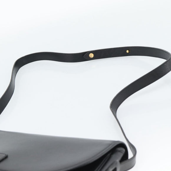 Christian Dior Shoulder Bag Leather Black Gold Auth 190880