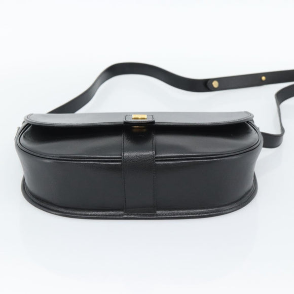 Christian Dior Shoulder Bag Leather Black Gold Auth 190880