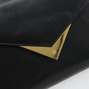 GIVENCHY Chain Shoulder Bag Leather Black Gold Auth 190882-18