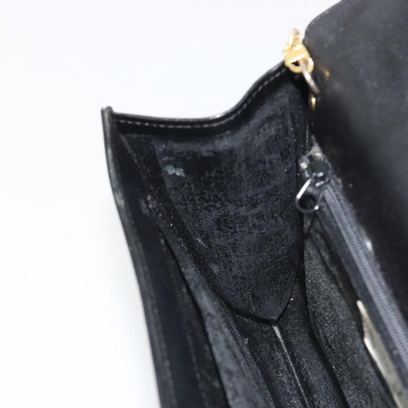 GIVENCHY Chain Shoulder Bag Leather Black Gold Auth 190882