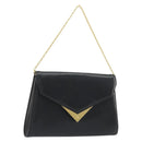 GIVENCHY Chain Shoulder Bag Leather Black Gold Auth 190882-1