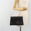 GIVENCHY Chain Shoulder Bag Leather Black Gold Auth 190882-23