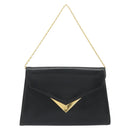 GIVENCHY Chain Shoulder Bag Leather Black Gold Auth 190882-13