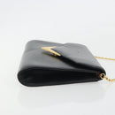 GIVENCHY Chain Shoulder Bag Leather Black Gold Auth 190882-4