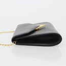 GIVENCHY Chain Shoulder Bag Leather Black Gold Auth 190882-4