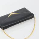 GIVENCHY Chain Shoulder Bag Leather Black Gold Auth 190882-6